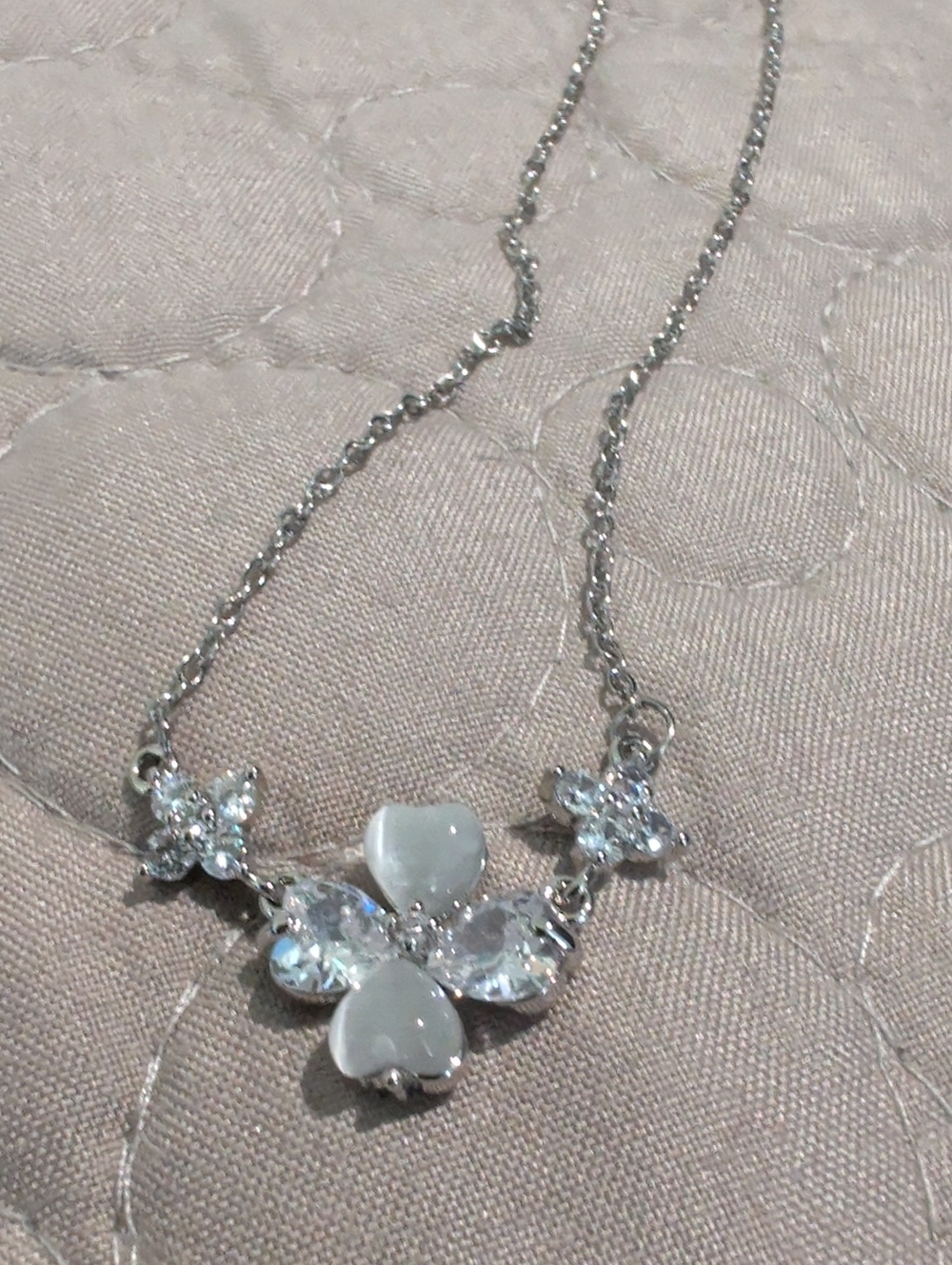 Elegant Sterling Silver White Heart & Moissanite DiamondNecklace Women's Jewelry